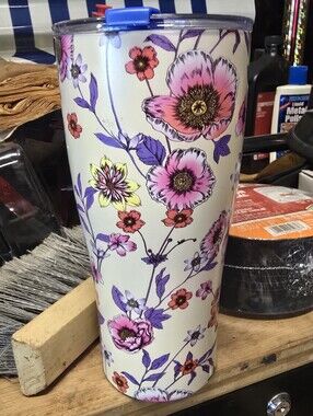 Wellness Tumbler Stainless Steel 30 oz  Insulated Double Wall Floral Cold/Hot